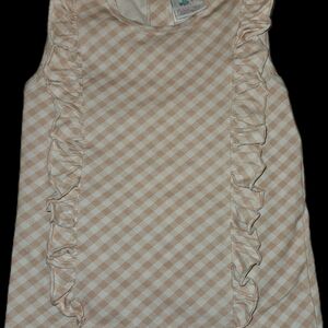 Stitchy Fish Peachy Pink Gingham Ruffle Sleeveless Top Size 6